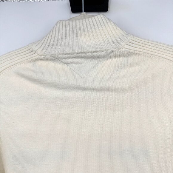 Tommy Hilfiger 1/4 quarter zip sweater spell out cotton men’s size Medium ivory - Picture 8 of 11